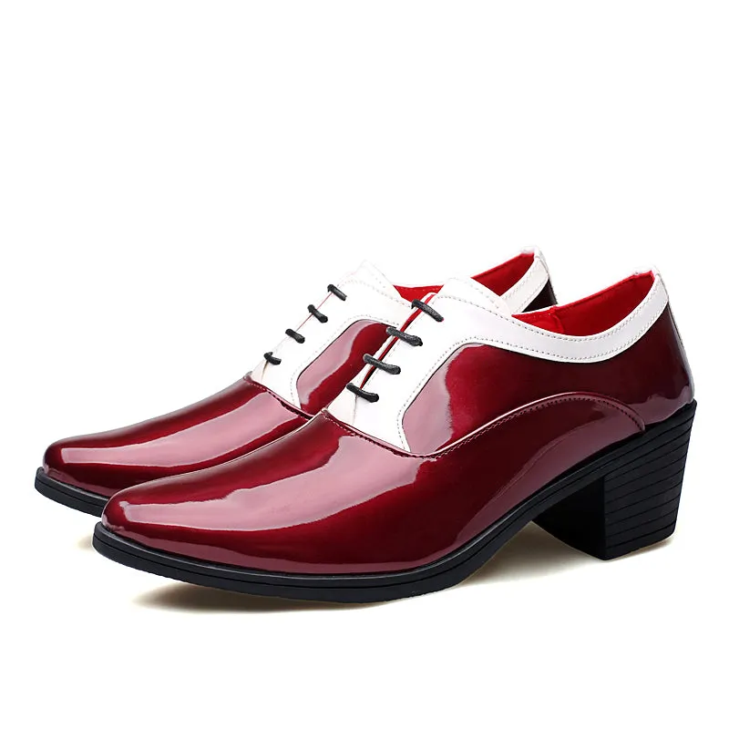 Size 12.5 Work Boots Men's Patent Leather Cuban Heel Oxfords Shoes