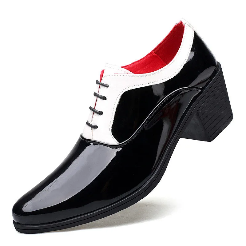 Men's Patent Leather Cuban Heel Oxfords Shoes Best Soft Toe Work Boots For Plantar Fasciitis