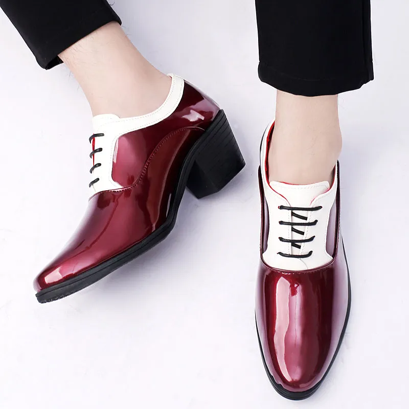 Work Boots Made In China Men's Patent Leather Cuban Heel Oxfords Shoes