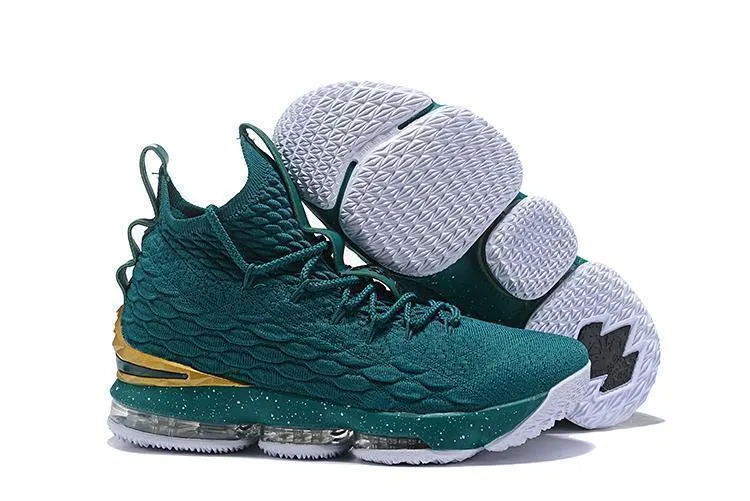 Nike Lebron XV 15 Dark Green Gold Men Shoes !!! CYBER MONDAY SALE !!! Asics Shoes Suede