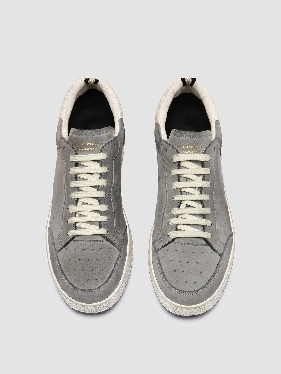 THE ANSWER 002 - Grey Leather and Suede Low Top Sneakers Sneakers Wide Toe Box