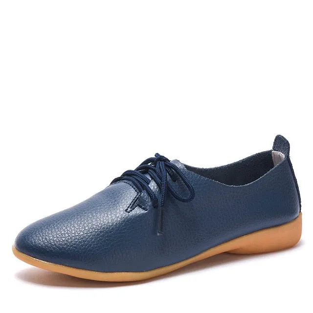 Leather Sole Oxford Shoes dobeyping 2018 New Women Shoes Genuine Leather Women's Shoe