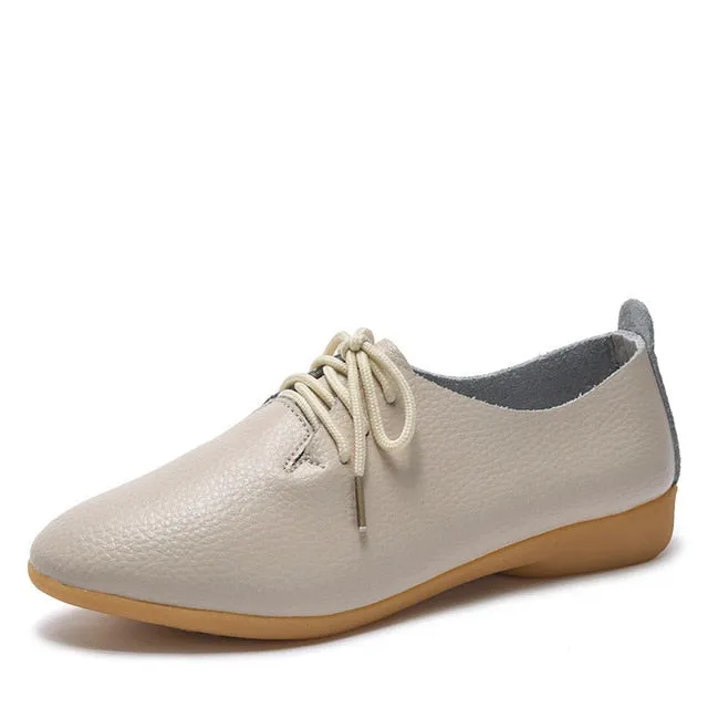 Light Pink Oxfords dobeyping 2018 New Women Shoes Genuine Leather Women's Shoe