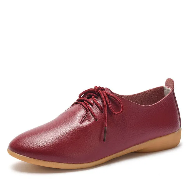Plain Toe Oxfords dobeyping 2018 New Women Shoes Genuine Leather Women's Shoe