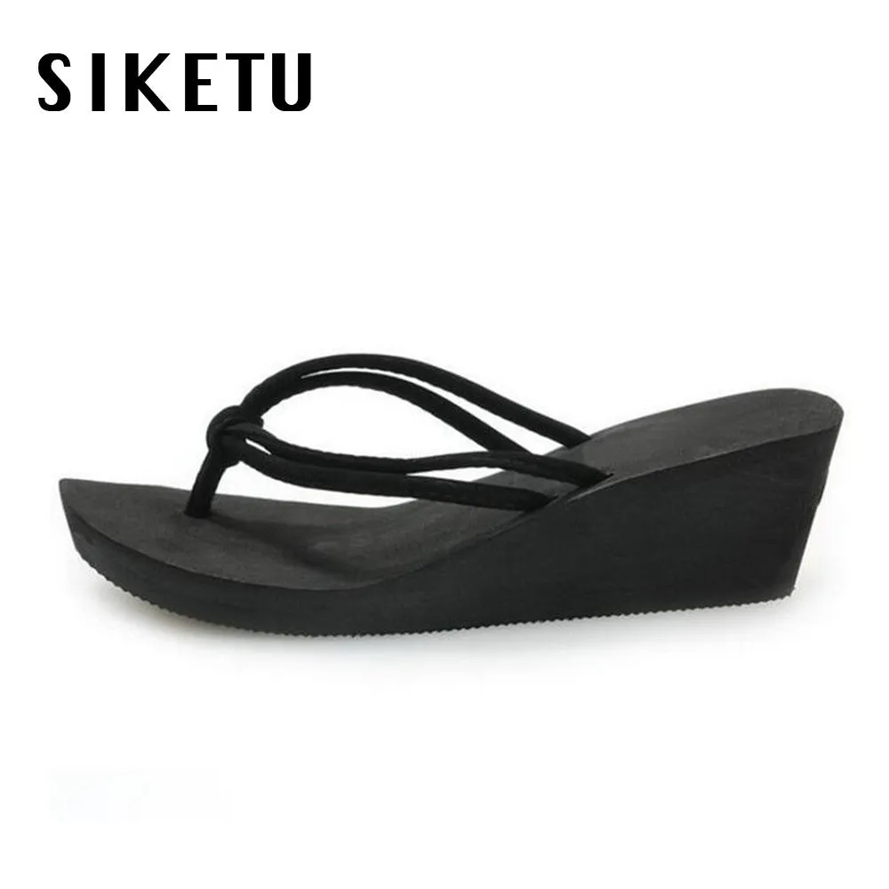 Pu Rubber Slip-on Casual Plain Fashion Sandals Shoes Beach Flat Wedge Flip Flops Lady Slippers Women 2017 summer style Flip Flops Clipart