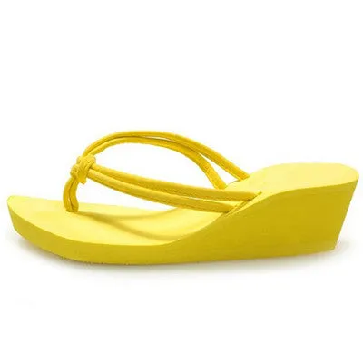 Pu Rubber Slip-on Casual Plain Fashion Sandals Shoes Beach Flat Wedge Flip Flops Lady Slippers Women 2017 summer style Comfortable Wedding Flip Flops