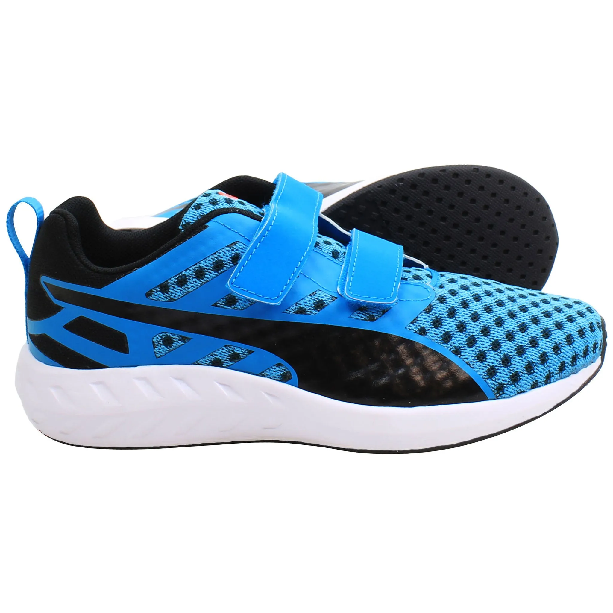 Asics Walking Running Shoes Puma Flare Kids Blue/Black Trainers
