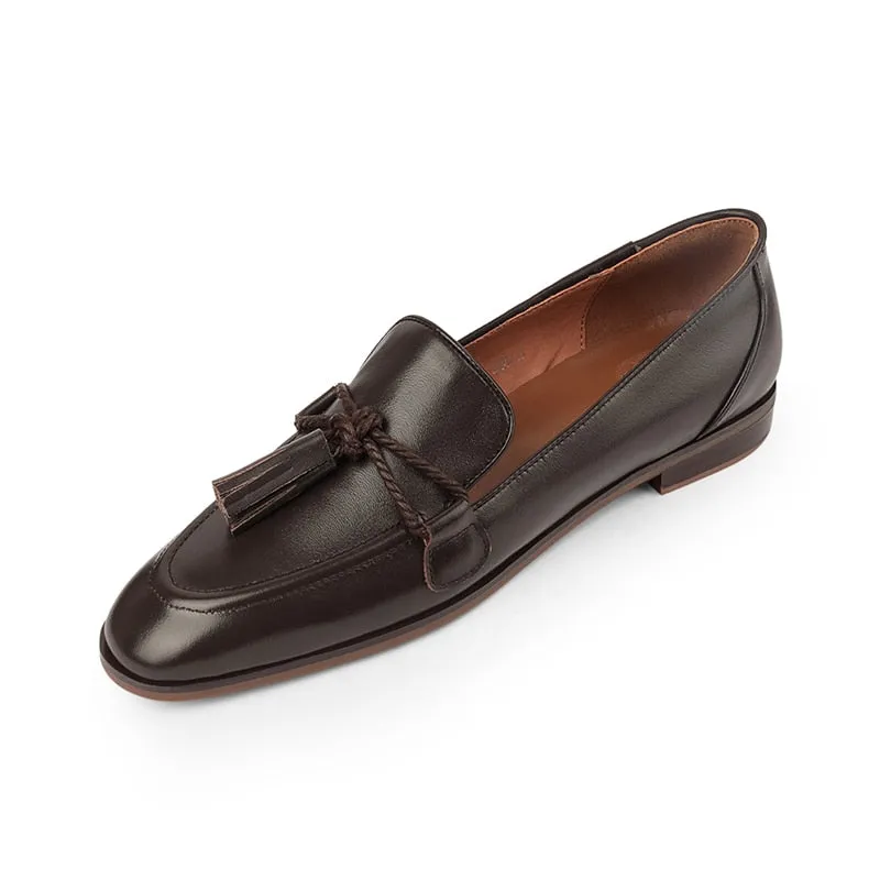 Purpdrank - Spring Genuine Leather Women Shoes Casual Slip-On Loafers Comfortable Simple Shoes Square Toe Shoes Woman Zapatos De Mujer Comfortable Loafers For Work