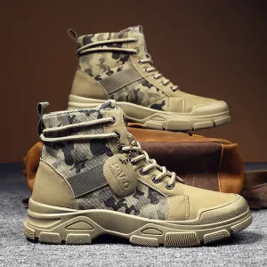 2021 Autumn New Military Boots for Men Camouflage Desert Boots High-top Sneakers Non-slip Work Shoes for Men Buty Robocze Meskie Cowboy Boots Work