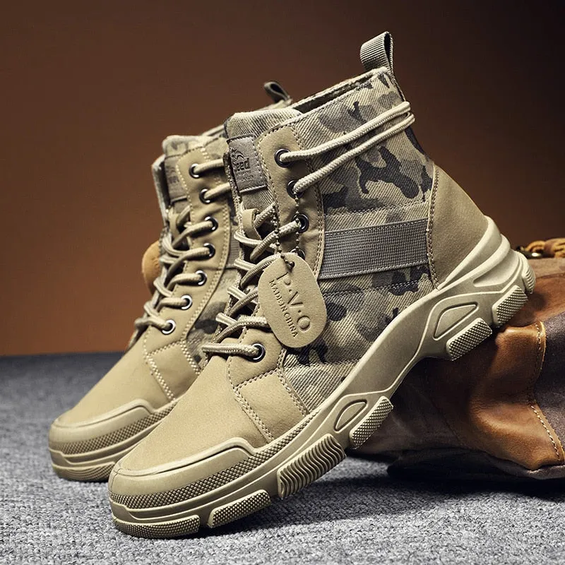 2021 Autumn New Military Boots for Men Camouflage Desert Boots High-top Sneakers Non-slip Work Shoes for Men Buty Robocze Meskie Work Boots Store
