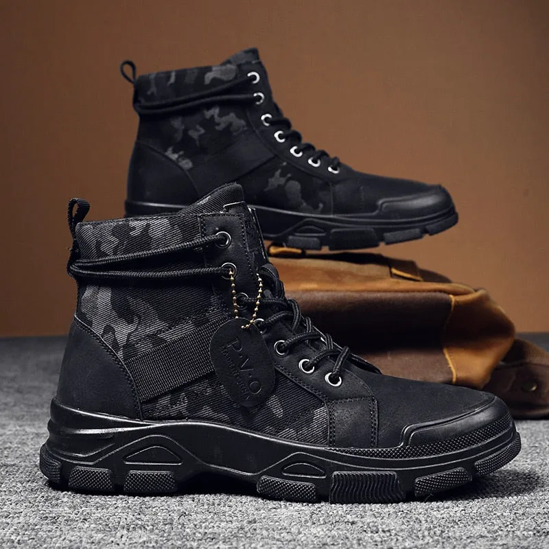 2021 Autumn New Military Boots for Men Camouflage Desert Boots High-top Sneakers Non-slip Work Shoes for Men Buty Robocze Meskie Law Enforcement Work Boots