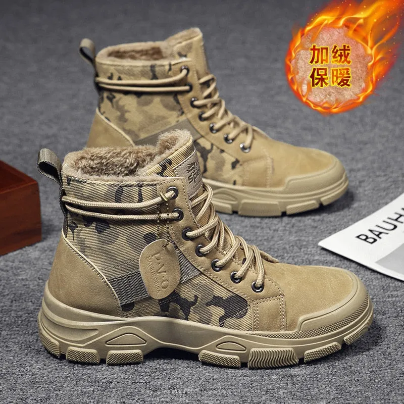 Distressed Work Boots 2021 Autumn New Military Boots for Men Camouflage Desert Boots High-top Sneakers Non-slip Work Shoes for Men Buty Robocze Meskie