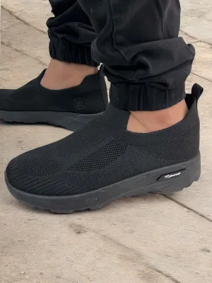 Slip On Slippers With Rubber Soles SHIDaQIN Midnight Stealth - Knit Slip-On Sneakers