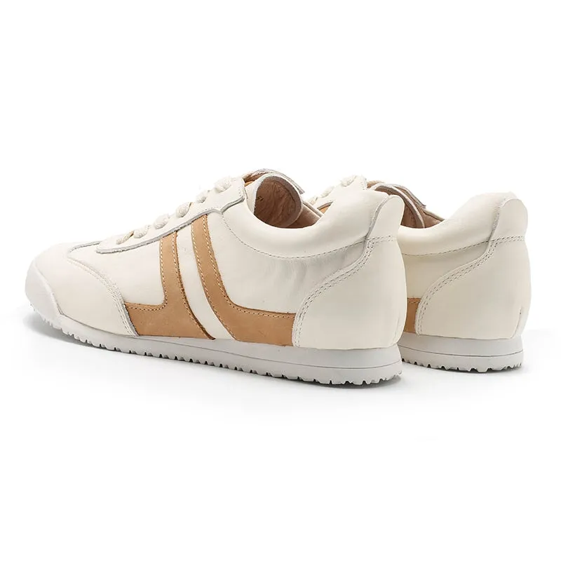 Outfits With Platform Oxfords White Shoes for Women Army Trainer Leather Sneakers - Beige/Apricot/Black/Pink