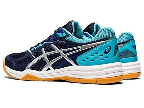 Asics Rubber Sole Shoes ASICS Men's Upcourt 4 Peacoat/Pure Silver Leather Indoor Court Shoes-7 UK (41.5 EU) (8 US) (1071A053)
