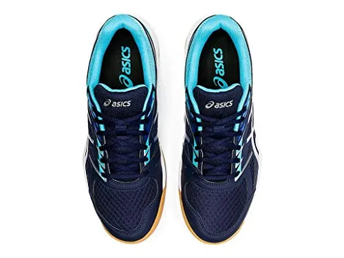 ASICS Men's Upcourt 4 Peacoat/Pure Silver Leather Indoor Court Shoes-7 UK (41.5 EU) (8 US) (1071A053) Asics Volleyball Shoes High Tops