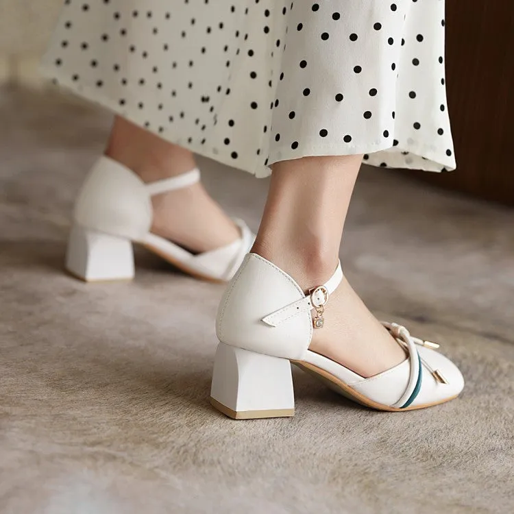 Sandals And Beaches Women's Knot Ankle Strap Block Heel Sandals