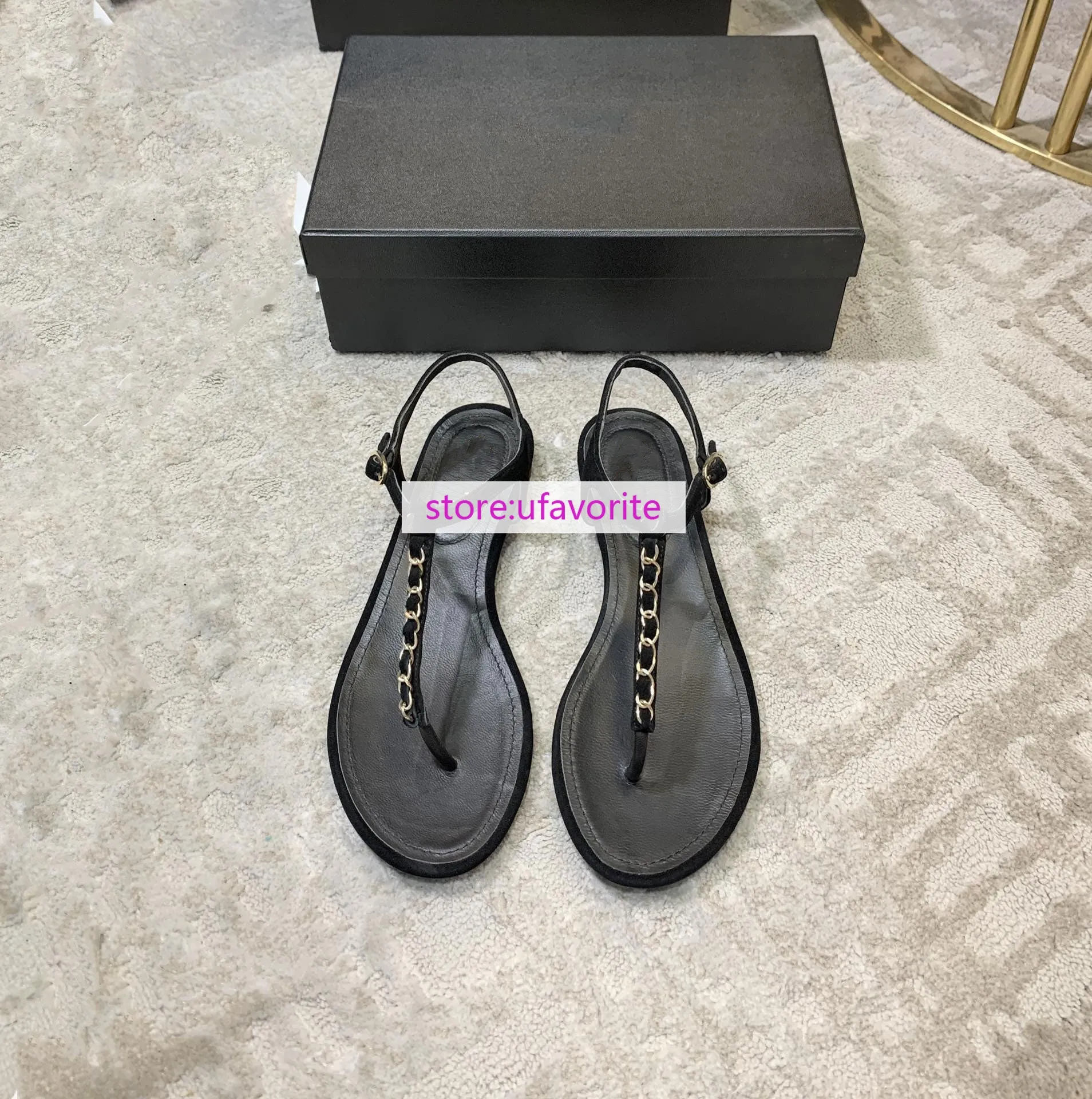 Vionic Wave Flip Flops 1cm Suede leather flats sandals chain fashion Flip flops shoes women 2022new 35-41