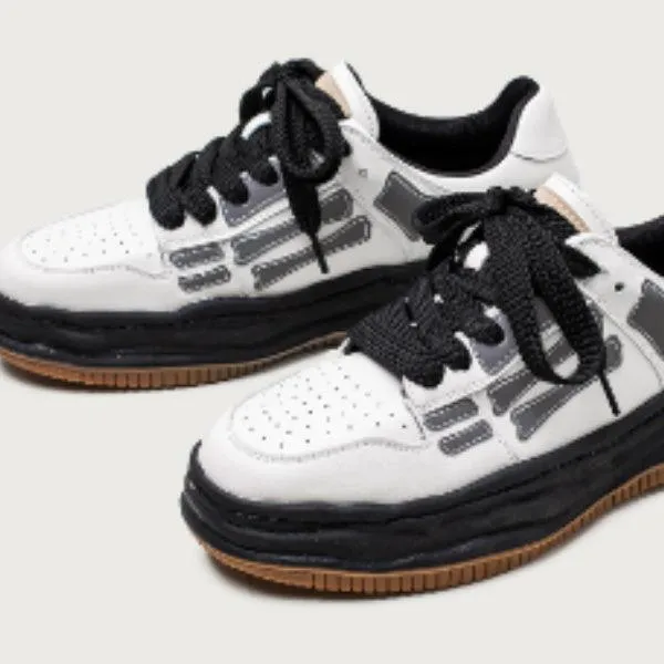 Reflective Bone Retro Platform Sneakers Men Flat Cocktail Shoes