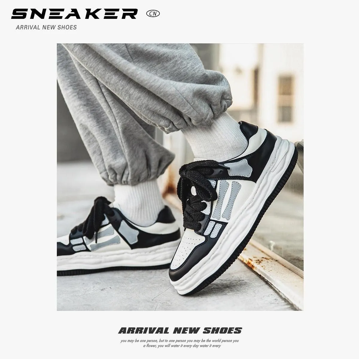 Reflective Bone Retro Platform Sneakers Men Mudd Shoes Flats