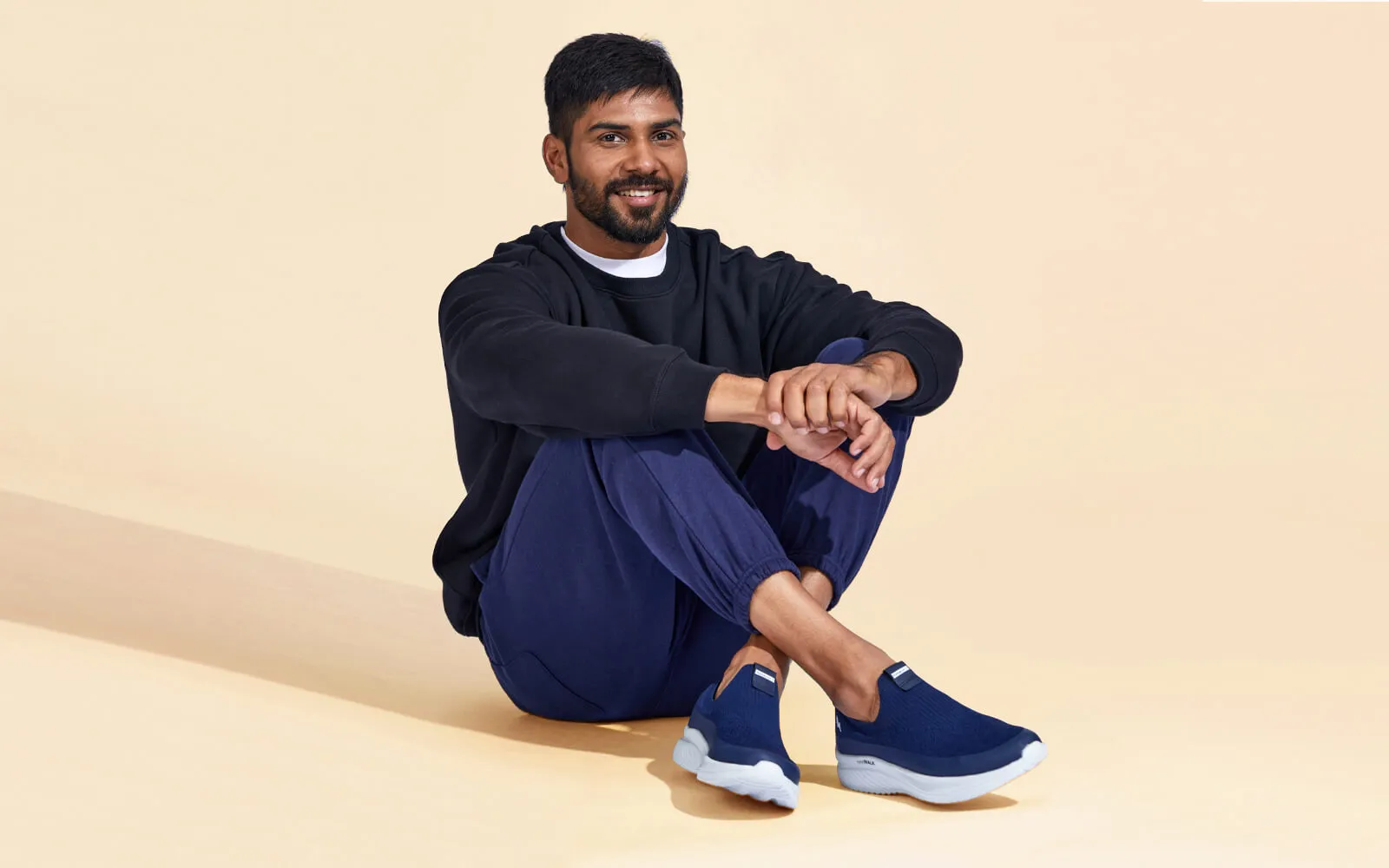 Allswifit Slip On Sneakers Ease Walk Slip Ons : Blue