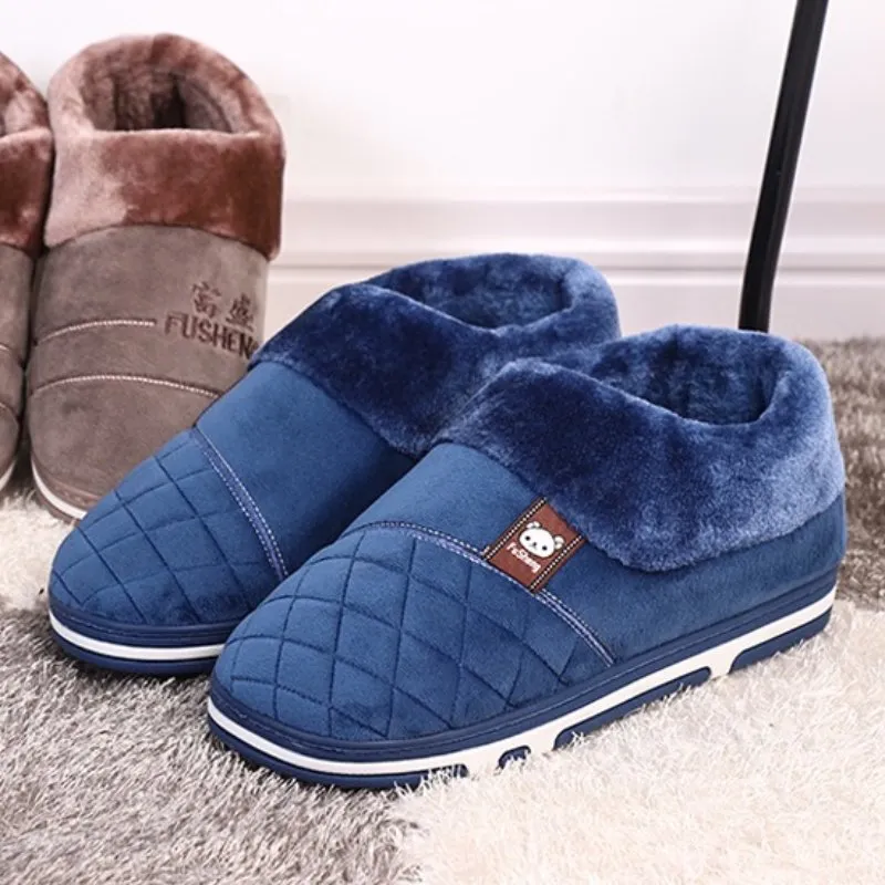 Ugg Bedroom Slippers Cuzcare Men Home Winter Slippers Anti-scratch Thick Fur Shoes
