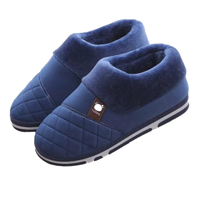 Slippers Temple Cuzcare Men Home Winter Slippers Anti-scratch Thick Fur Shoes