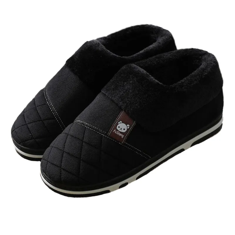 Cream Ugg Slippers Cuzcare Men Home Winter Slippers Anti-scratch Thick Fur Shoes