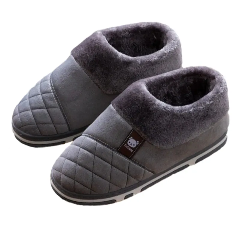 Cuzcare Men Home Winter Slippers Anti-scratch Thick Fur Shoes Airmag Slippers
