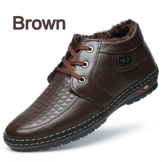 Ballet Flat Style Shoes BIMUDUIYU Lace-Up Casual Shoes Men's Winter Boots With Short Plush Fashion Tactical Boots Male Warm Lightweight Ankle Snow Boots