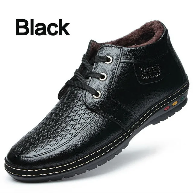 BIMUDUIYU Lace-Up Casual Shoes Men's Winter Boots With Short Plush Fashion Tactical Boots Male Warm Lightweight Ankle Snow Boots Folding Flat Shoes