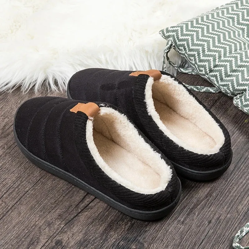 Groovywish Warm Fur Slippers For Men Comfy Sole Interior Shoes Moc Slippers