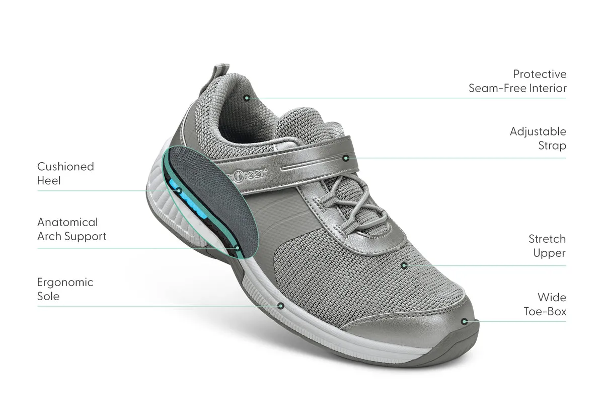 ORTHOFEET Women Joelle Stretch Knit - Gray House Slippers