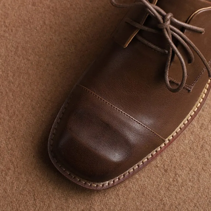 Ariano Cap Toe Oxfords Mid Heel Cap Toe Derby Shoes For Women Block Heels Normal Fit in Apricot/Brown/Black