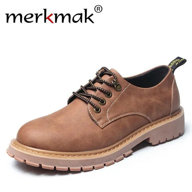 Combat Work Boots Merkmak New Fashion Italian Men Shoes Luxury Classic Men Leather Shoes Men Oxfords Designer Waterproof Martin Outdoor Footwear