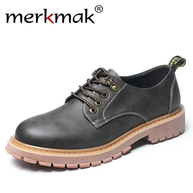 Merkmak New Fashion Italian Men Shoes Luxury Classic Men Leather Shoes Men Oxfords Designer Waterproof Martin Outdoor Footwear Dr Marten Work Boots