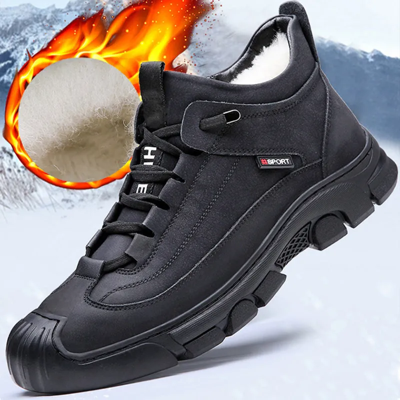 [Winter Gift] Men's Faux Wool Lining Leather Sneaker Make Custom Sneakers Online