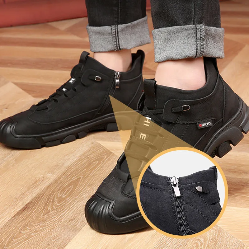 [Winter Gift] Men's Faux Wool Lining Leather Sneaker Bridal Sneakers