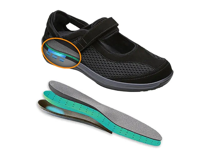 Orthofeet Women Sanibel Heel Strap - Black Judy Garland's Ruby Sliders