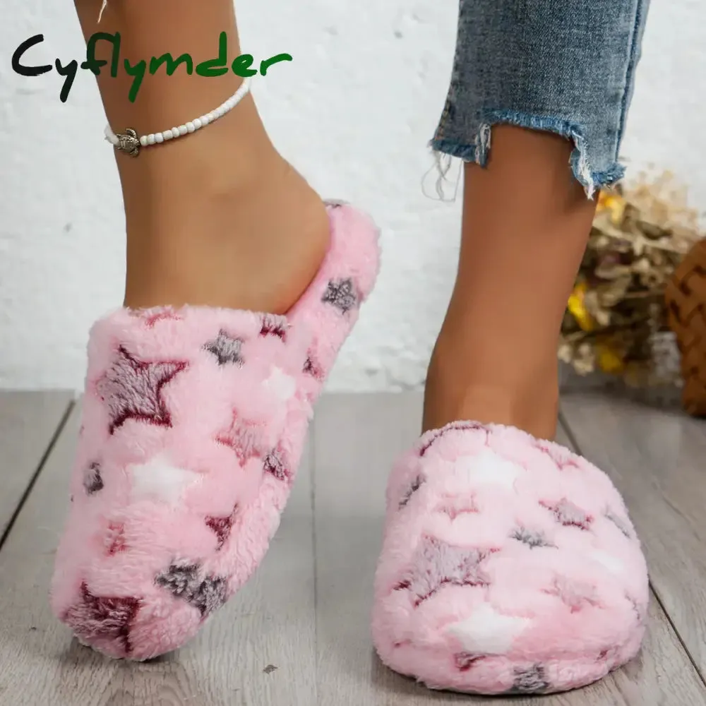 Cyflymder Indoor Anti Slip Fuzzy Slippers, Cotton Slippers for Women in Autumn and Winter, Warm Home, Anti Slip Thick Soles for Indoor Star Trek Slippers