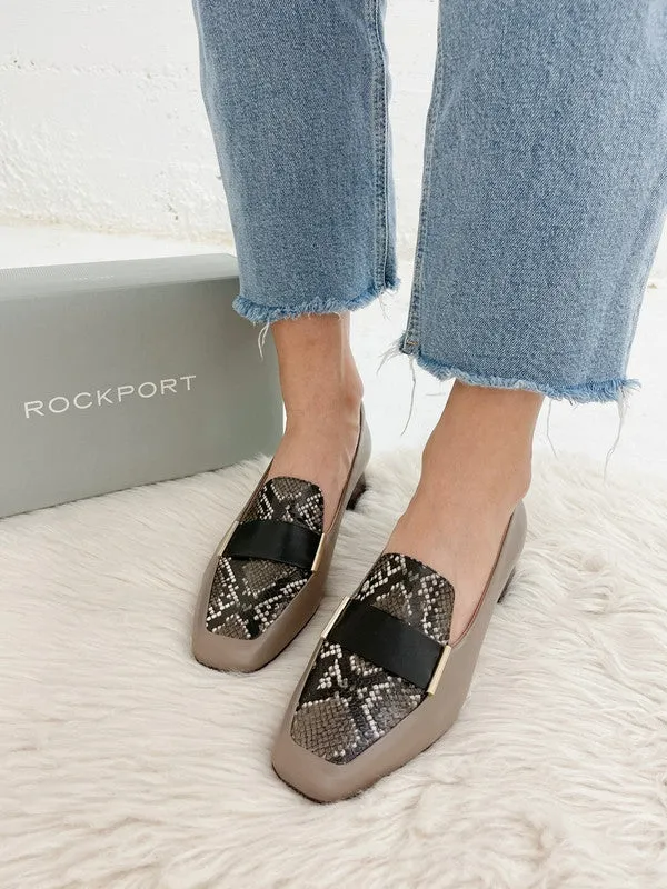 Rockport Women's Total Motion Esma Loafer Heel Dover Taupe CI7269 Babouche Charms Walk Loafers