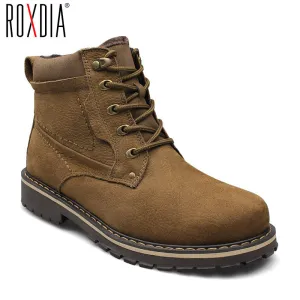 ROXDIA plus size 39-50 genuine leather men boots man shoes with fur male winter boots warm snow boots waterproof work RXM428 Extreme Weather Work Boots