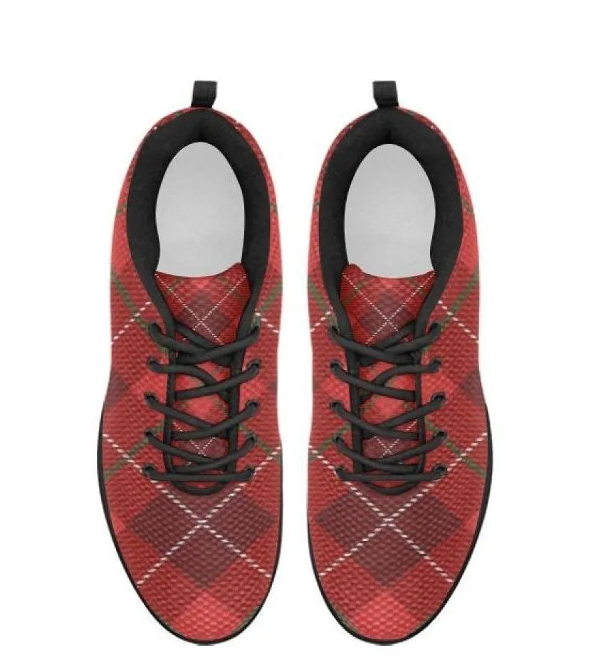 Soulstride Flow Trail Running Shoes Uniquely You Womens Sneakers,  Red Plaid  Running Shoes by inQue.Style