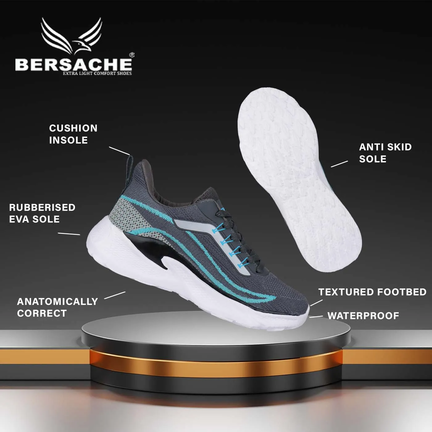 Slippers At Bersache Premium Sports ,Gym, Trending Stylish Running Shoes For Men (8024-Grey)