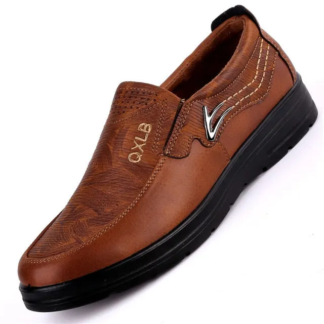 New Trademark Size 38-48 Upscale Men Casual Shoes Fashion Leather Shoes for Men Spring Autumn Men'S Flat Shoes Driving Sneakers Soft Ballet Flat Shoes