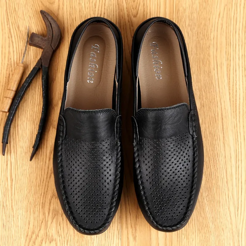 1950's Penny Loafers Italian Men's Shoes Casual Luxury Brand Summer Men Loafers Genuine Leather Moccasins Light Breathable Slip-on Boat Shoes