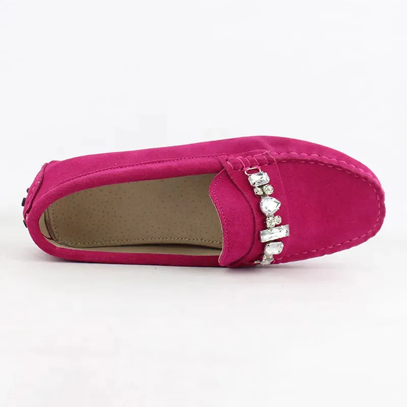 Quilted Loafers Shoes Woman Genuine Leather Women Flat Shoes Slip On Casual Loafers Soft Moccasins Women Shoes Flats