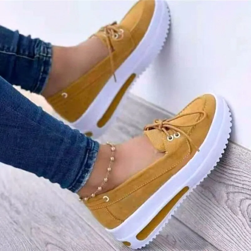 Shoes Women's Summer Platform Sport Casual Shoes Lace-up Flats Plus Size 43 Comfort Non Slip Women Loafers Vulcanize Shoes Menu