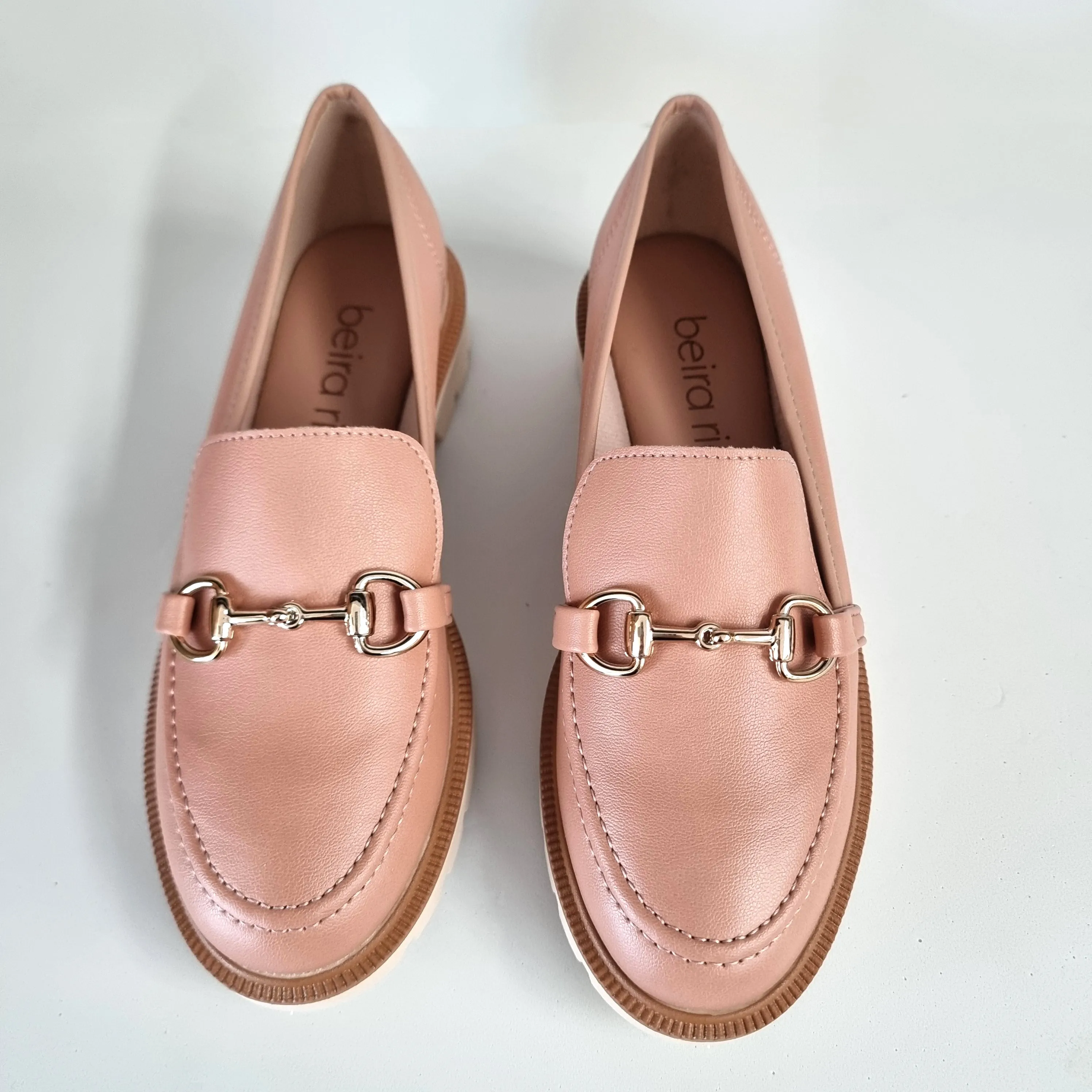 Beira Rio 4283-204 Flat Loafer in Nude Horse Bit Loafers Market