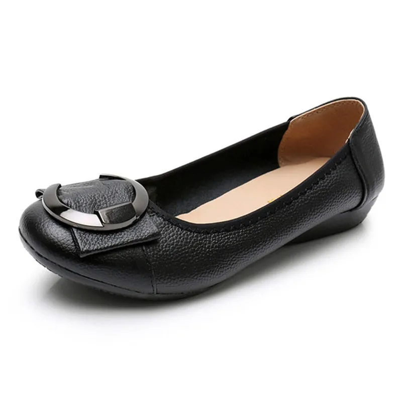 Loafers Lace Up Purpdrank - Women flat shoes new women Ballet casual genuine leather shallow lace-up round toe Loafers women Loafers